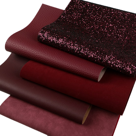 Wine Red Color Faux Leather Sets Wholesale