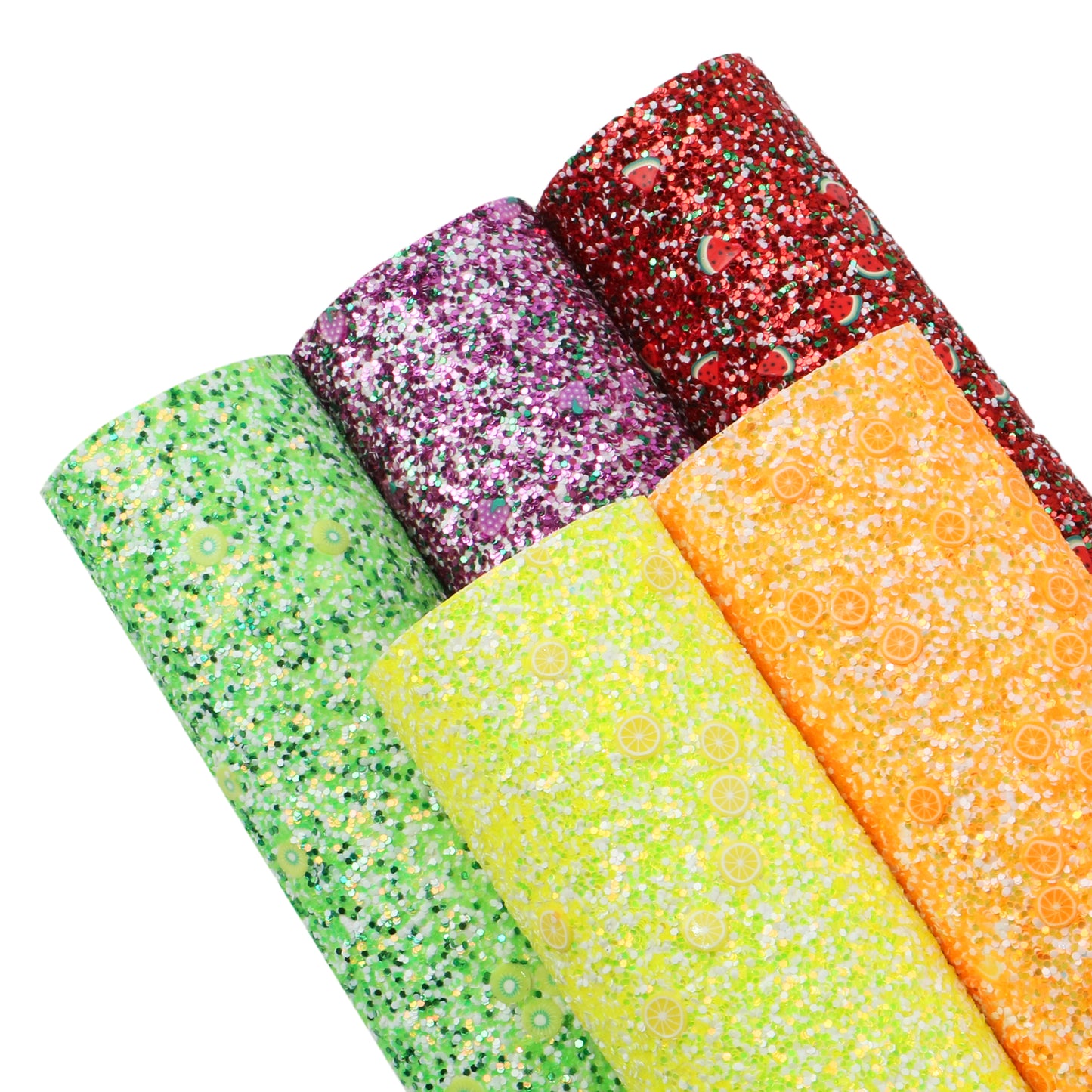 Fruits Polymer Slice Chunky Glitter Faux Leather Sheets Wholesale