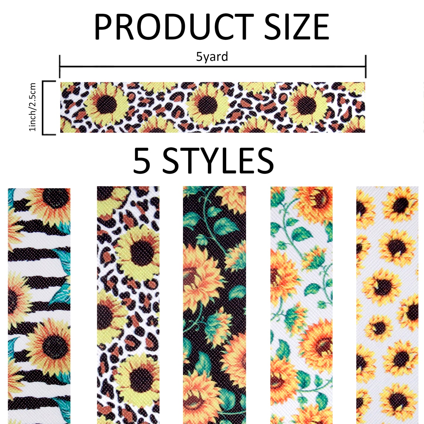 Sunflower Printed Faux Leather Ribbon Wholesale
