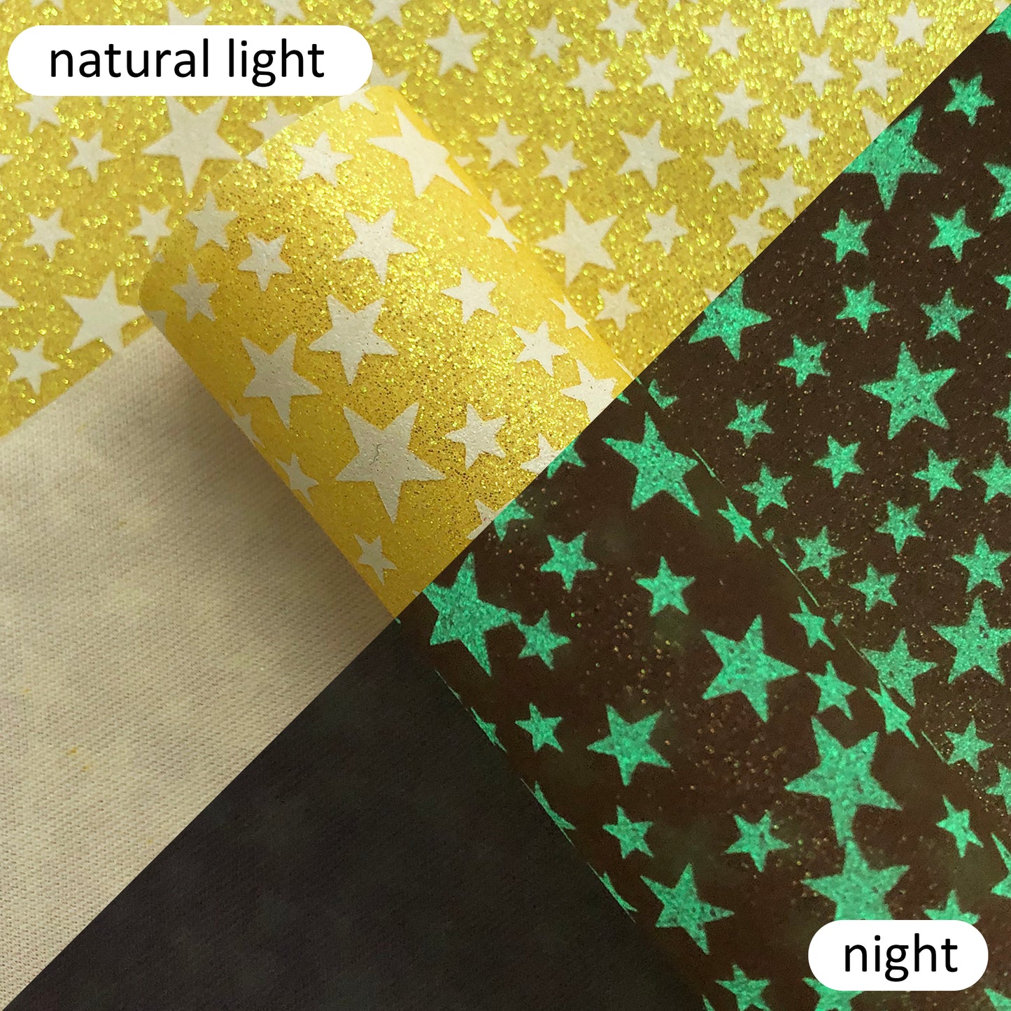 Glow in the Dark Fine Glitter Star Faux Leather Sheets Wholesale