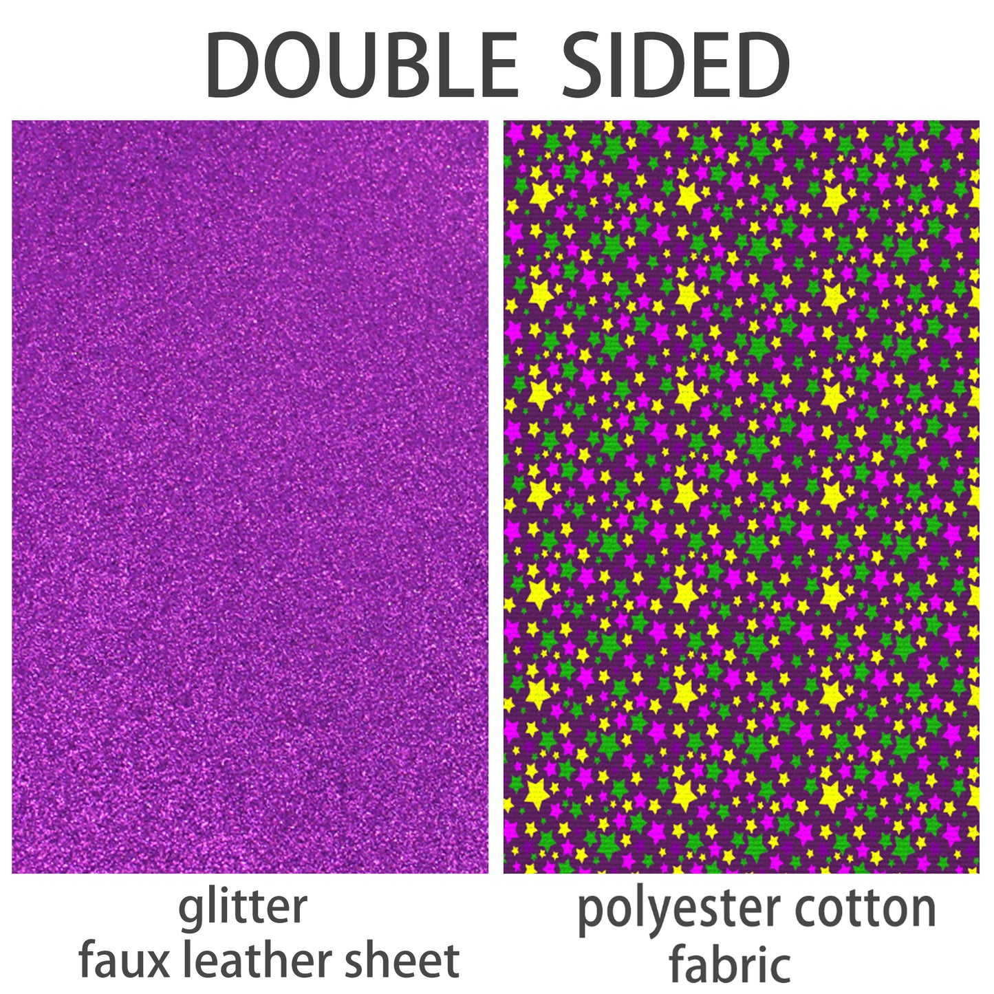 Mardi gras Double Sided Faux Leather Sheet and Fabric