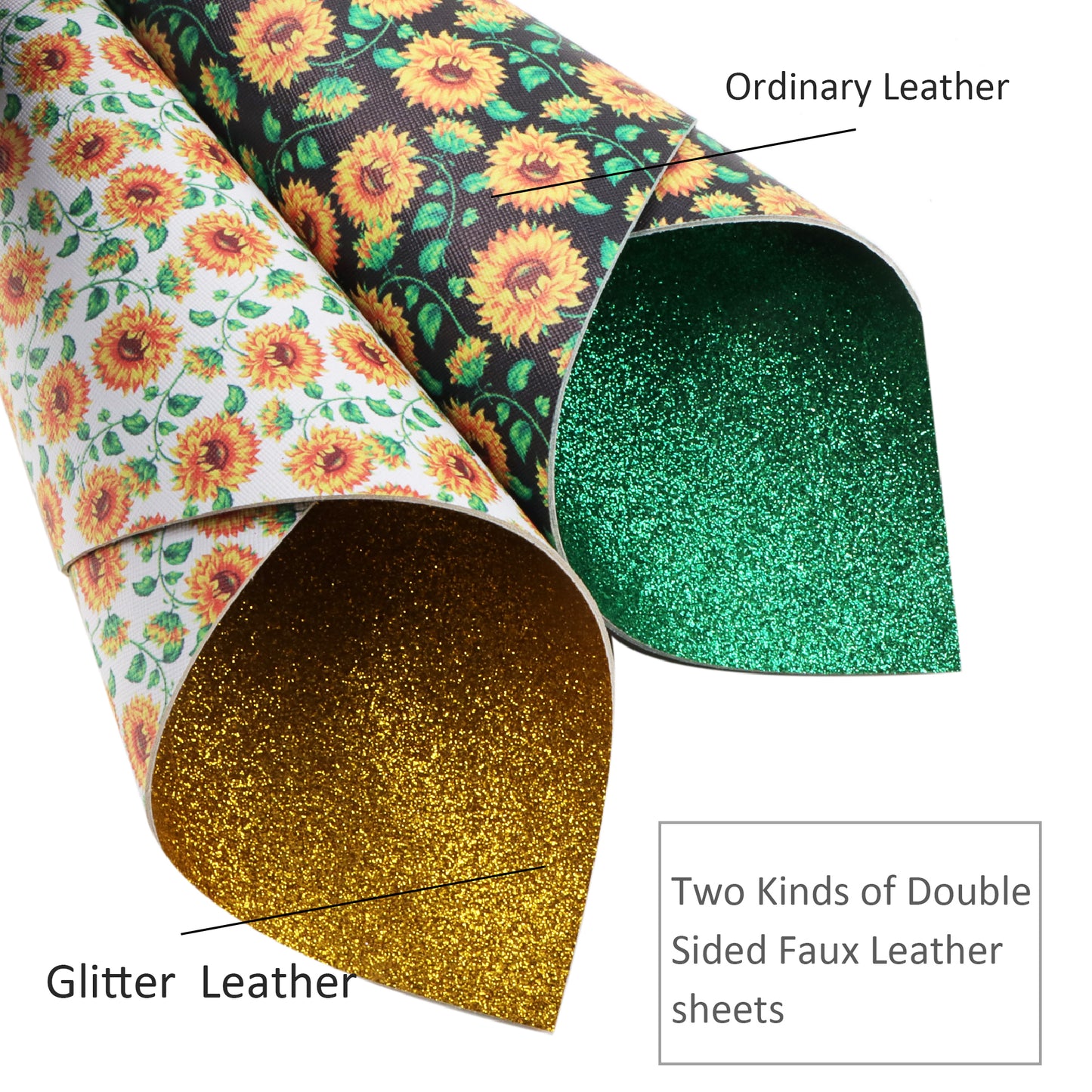 Sunflower Printed Double Sided Faux Leather Sets Wholesale