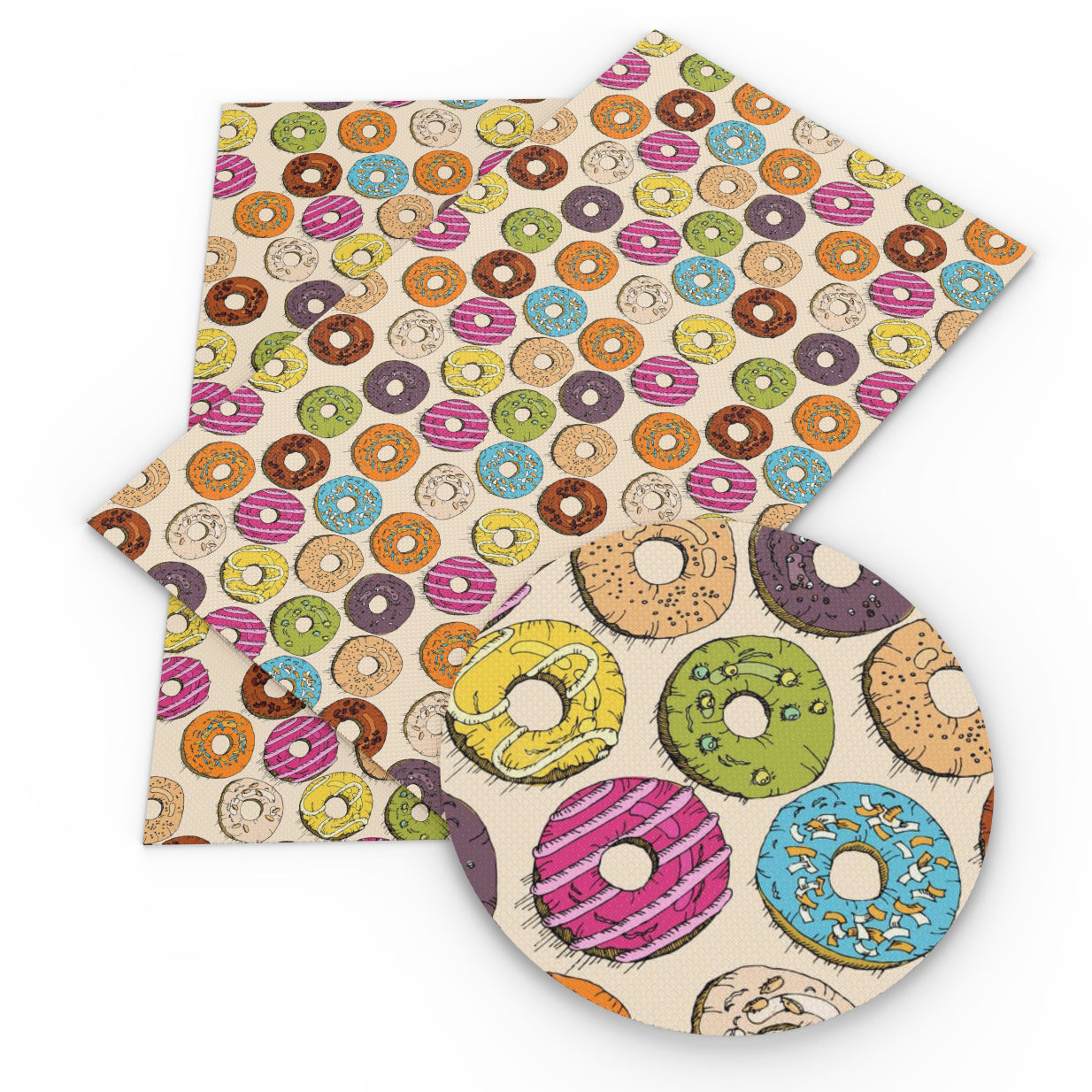 Donut Printed Faux Leather Sheets Wholesale