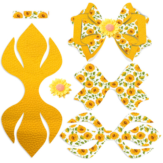 Sunflower Faux Leather Hair Bows DIY Making Kit