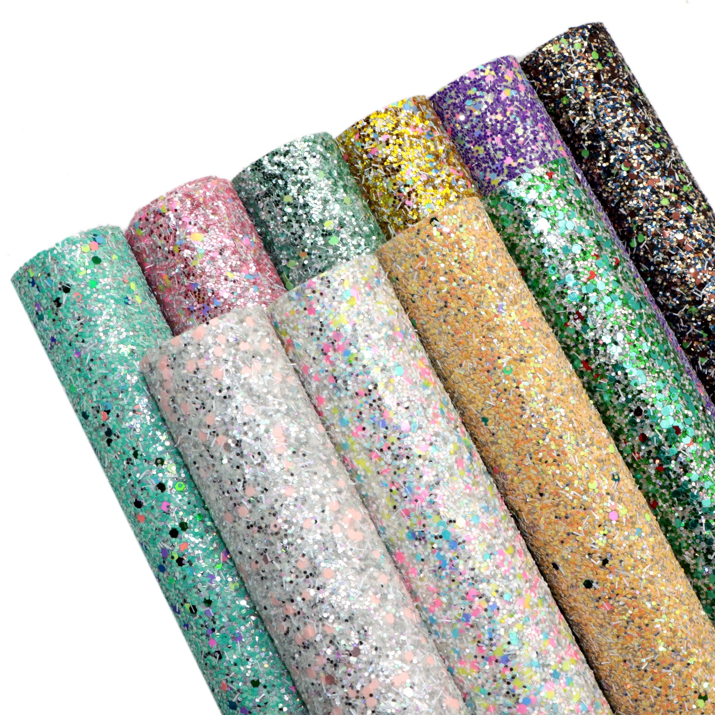 Chunky Glitter Mixed Striped Sequins Faux Leather Sheets Wholesale