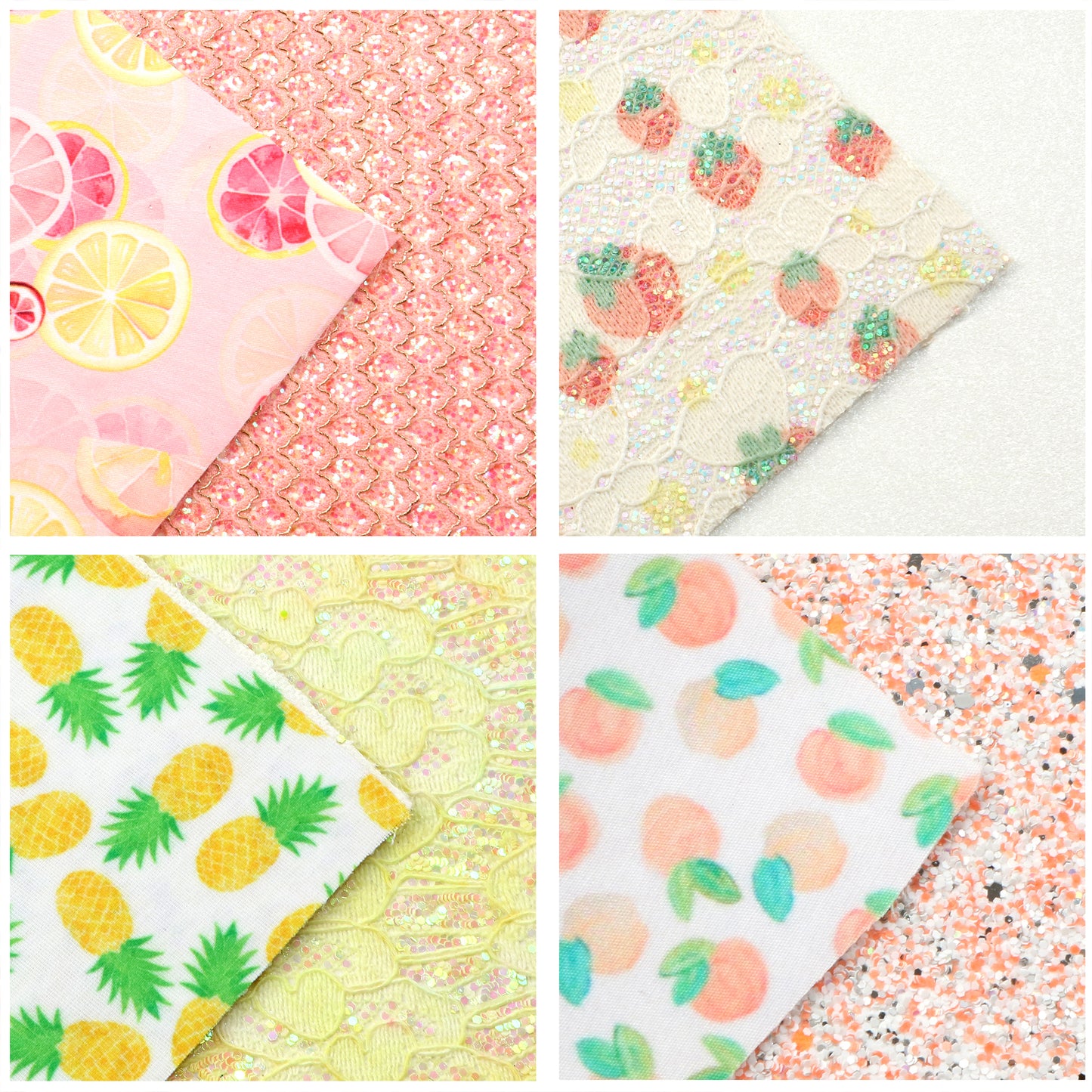 Fruits Printed Double Sided Faux Leather and Fabric Sets Wholesale