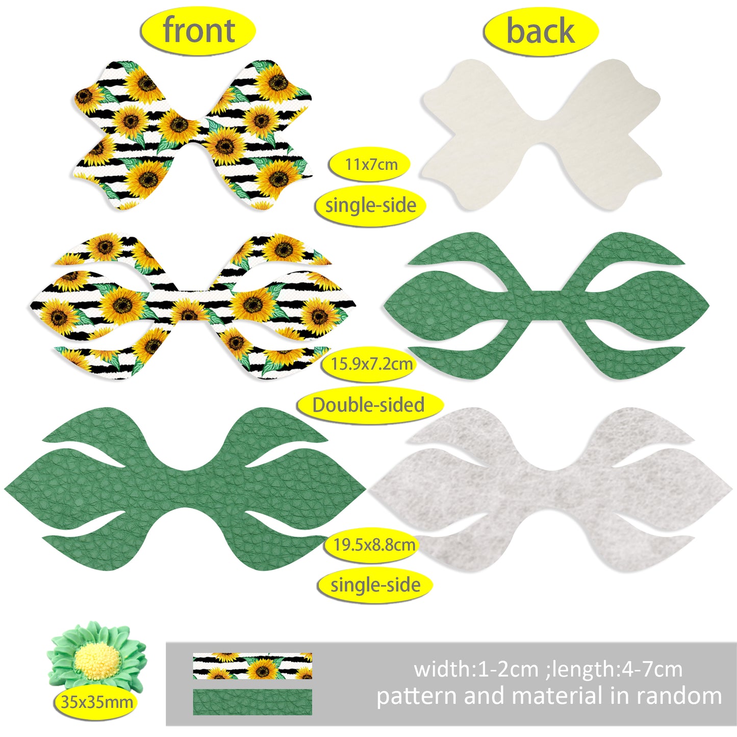 Sunflower Faux Leather Hair Bows DIY Making Kit