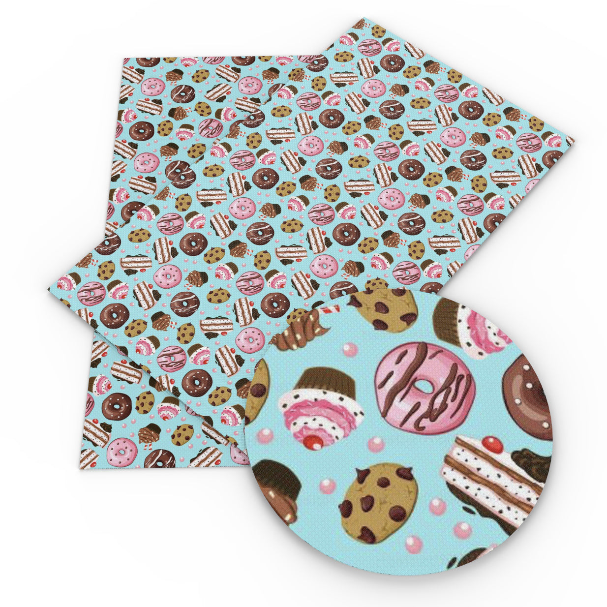 Donut Printed Faux Leather Sheets Wholesale
