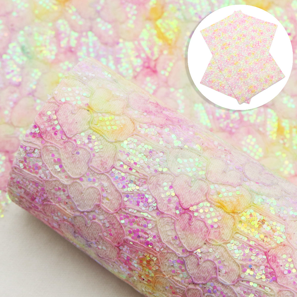 Lace Covered Chunky Glitter Faux Leather Sheets Wholesale