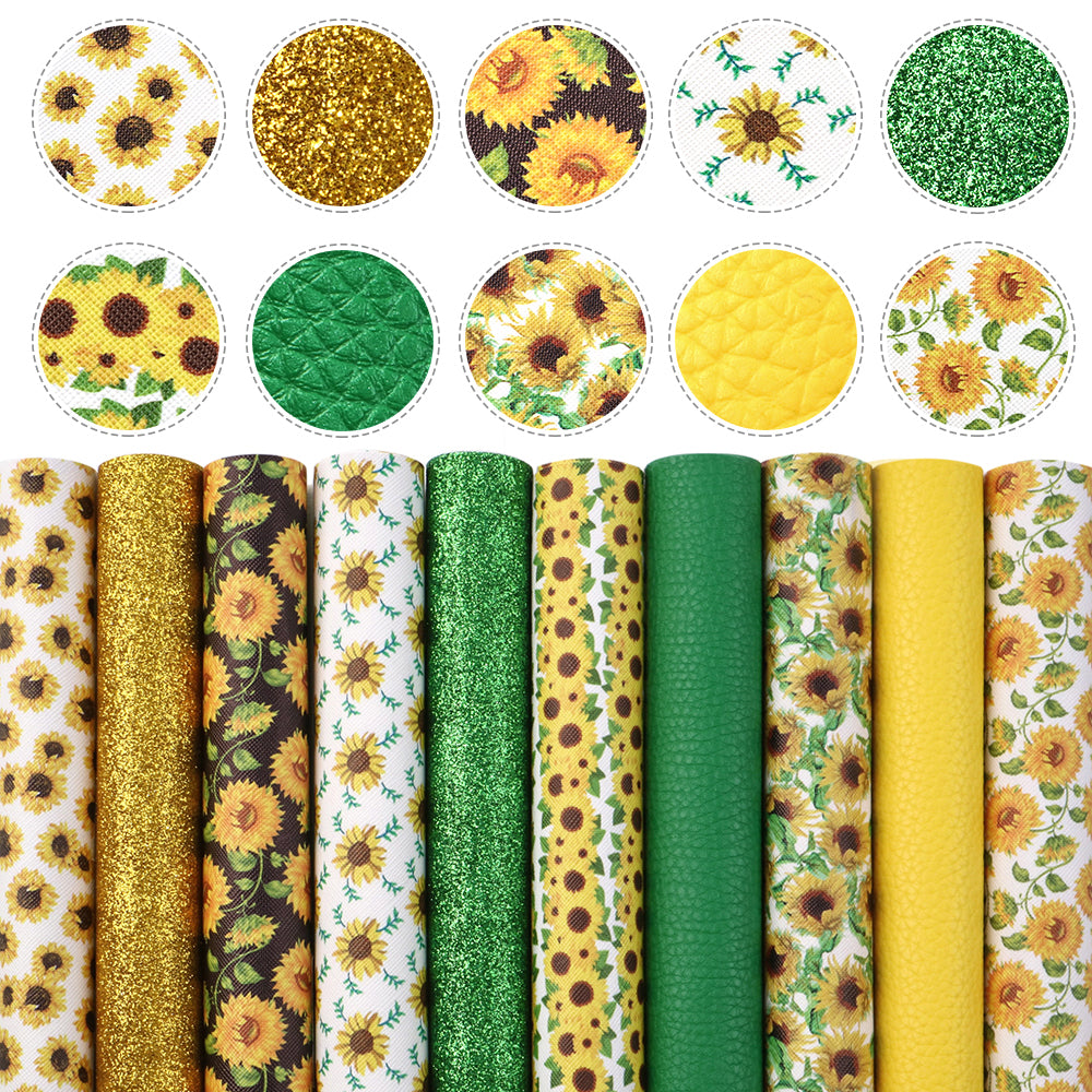 Sunflower Printed Faux Leather Sets Wholesale