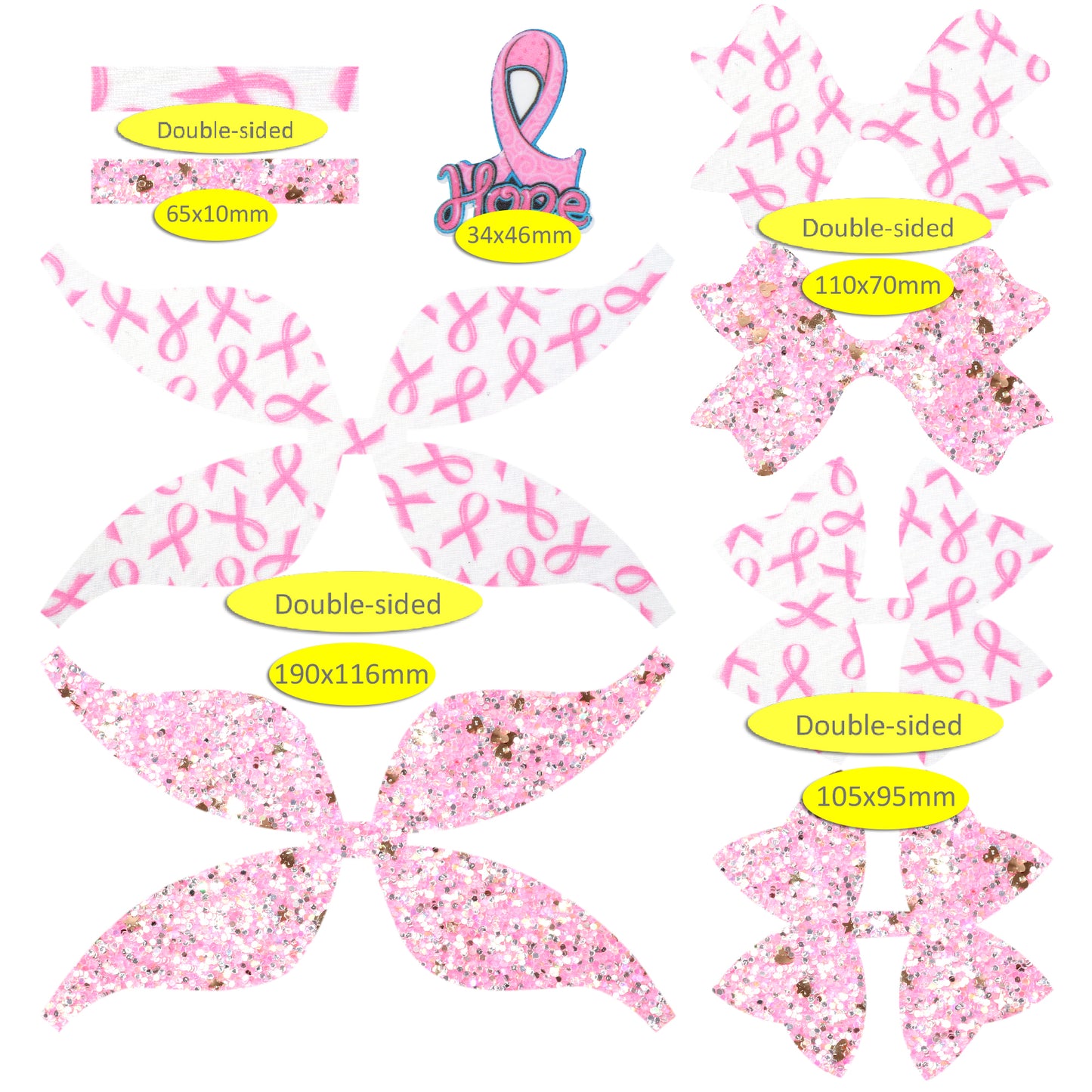 Breast Cancer Faux Leather Hair Bows DIY Making Kit