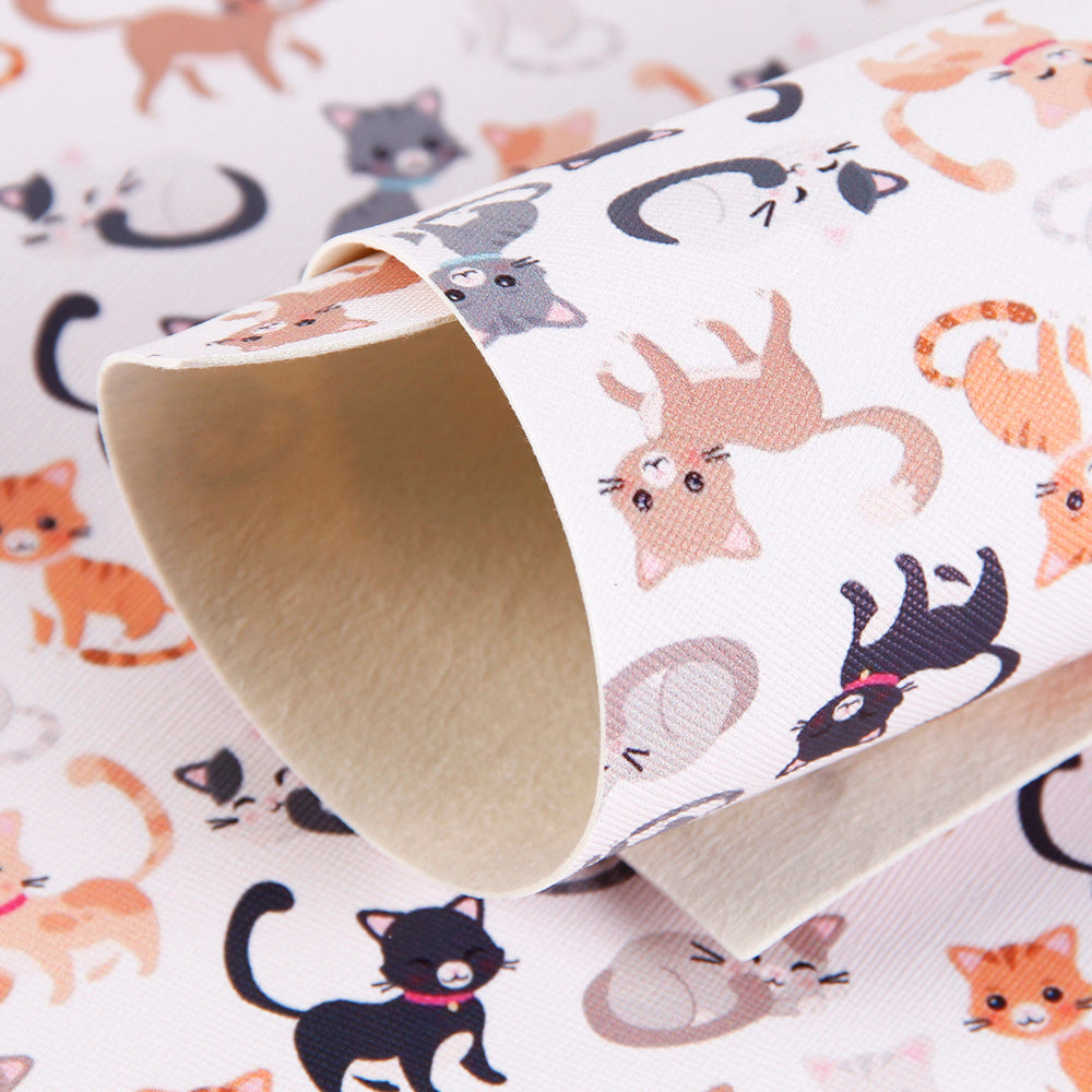 Cat Printed Faux Leather Sheets Wholesale