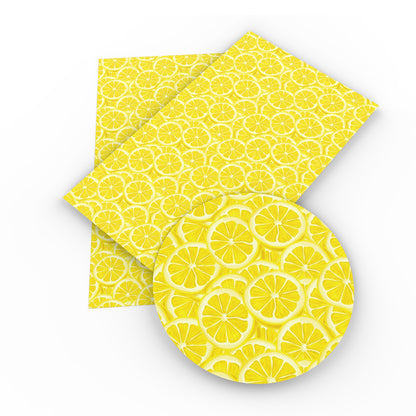 Lemon Printed Faux Leather Sheets Wholesale
