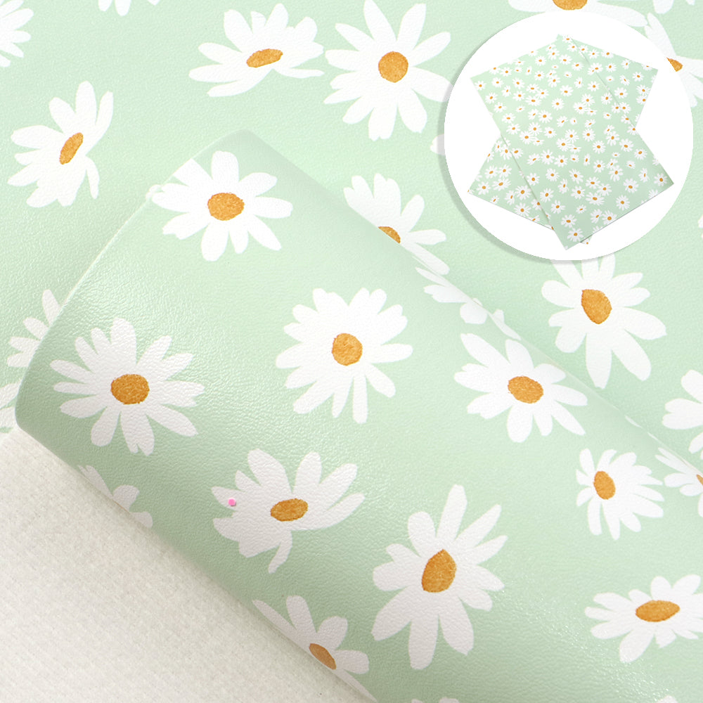 Daisy Printed Faux Leather Sheets Wholesale