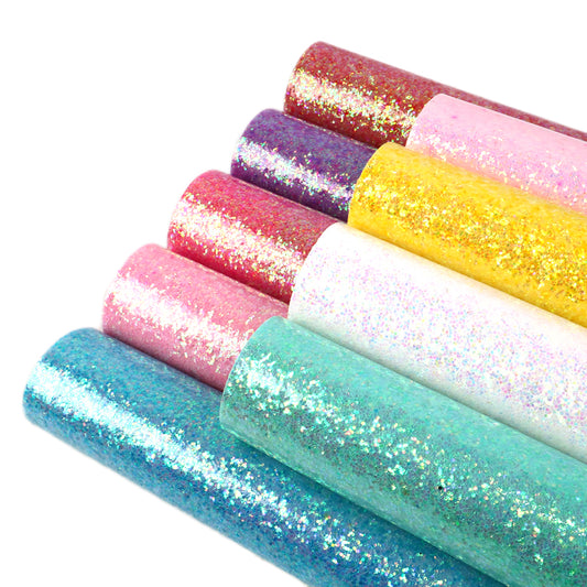 Crystal Smooth Chunky Glitter Faux Leather Sheets Wholesale