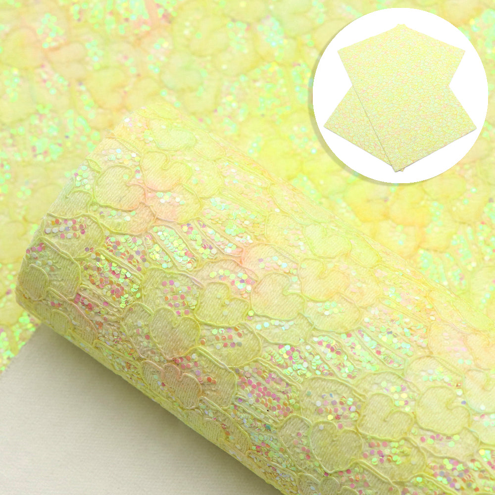 Lace Covered Chunky Glitter Faux Leather Sheets Wholesale