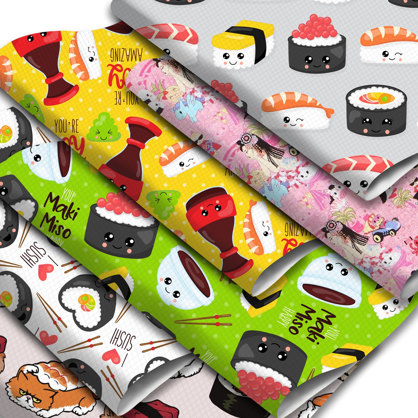 Sushi Printed Faux Leather Sheets Wholesale